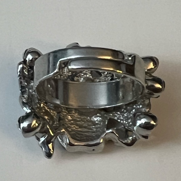 Seashell Beach Motif Silver Tone with rhinestones Ring sz 7 - Picture 6 of 12